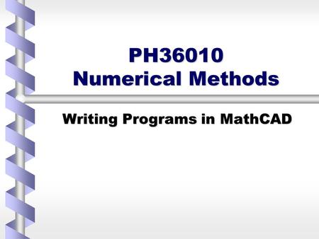 Writing Programs in MathCAD