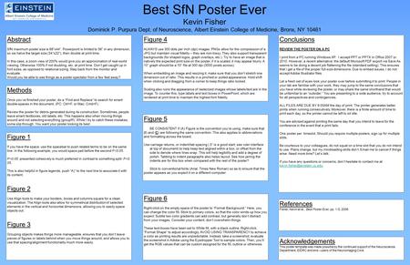 Best SfN Poster Ever Kevin Fisher Dominick P. Purpura Dept. of Neuroscience, Albert Einstein College of Medicine, Bronx, NY 10461 Abstract SfN maximum.