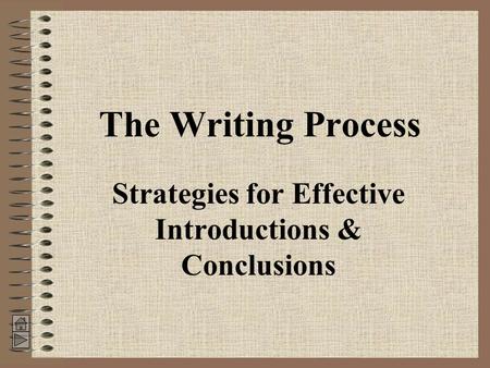 The Writing Process Strategies for Effective Introductions & Conclusions.