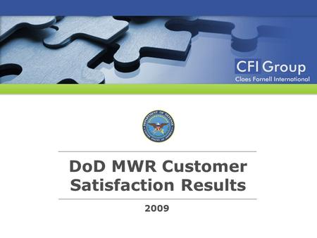 2009 DoD MWR Customer Satisfaction Results. © 2009 CFI Group. All rights reserved. Survey Methodology Survey Respondents 24,920 interviews were completed.