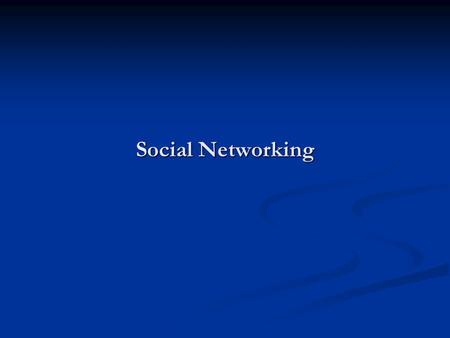 Social Networking. ■FaceBook ■LinkedIn ■MySpace ■ActiveRain ■Flickr ■YouTube ■Pandora ■Twitter ■FriendFeed ■Outside.in ■YourStreet ■Topix ■Tee Bee Dee.