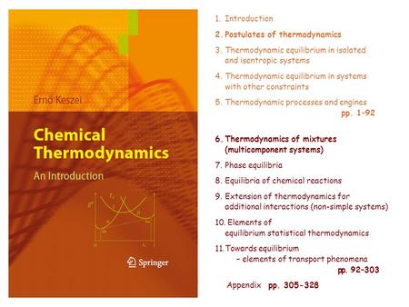 1.Introduction 2.Postulates of thermodynamics 3.Thermodynamic equilibrium in isolated and isentropic systems 4.Thermodynamic equilibrium in systems with.