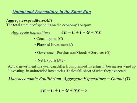 Output and Expenditure in the Short Run