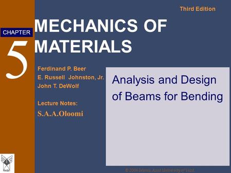 Analysis and Design of Beams for Bending