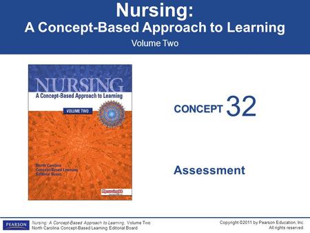 Copyright ©2011 by Pearson Education, Inc. All rights reserved. Nursing: A Concept-Based Approach to Learning, Volume Two North Carolina Concept-Based.