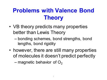 Problems with Valence Bond Theory