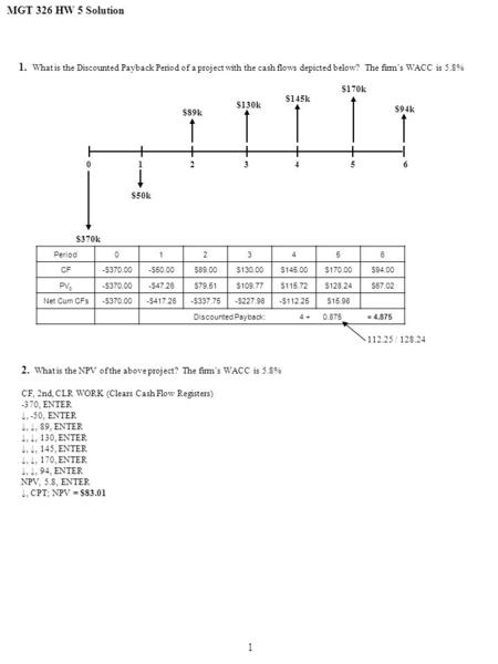 2. What is the NPV of the above project? The firm’s WACC is 5.8%