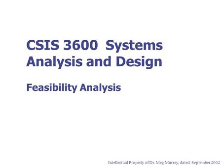 CSIS 3600 Systems Analysis and Design