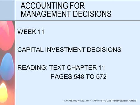 ACCOUNTING FOR MANAGEMENT DECISIONS