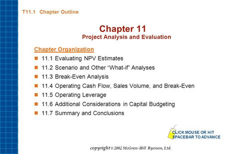 Chapter 11 Project Analysis and Evaluation