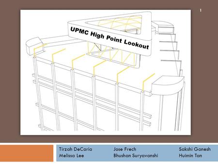 1 UPMC High Point Lookout Tirzah DeCaria Jose FrechSakshi Ganesh Melissa Lee Bhushan SuryavanshiHuimin Tan.