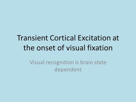 Transient Cortical Excitation at the onset of visual fixation Visual recognition is brain state dependent.