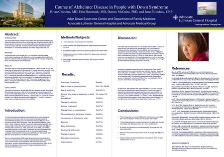 Abstract: INTRODUCTION The neuropathologic changes associated with Alzheimer disease (AD) have long been known to occur in people with Down syndrome (DS)