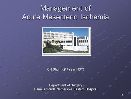 Management of Acute Mesenteric Ischemia