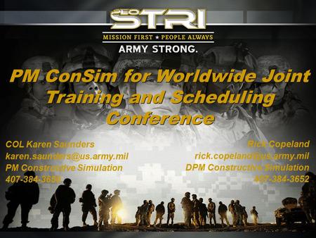 PM ConSim for Worldwide Joint Training and Scheduling Conference