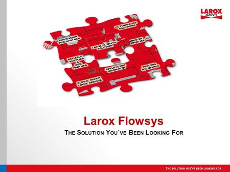 Larox Flowsys T HE S OLUTION Y OU ´ VE B EEN L OOKING F OR.