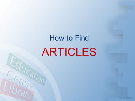 How to Find ARTICLES.