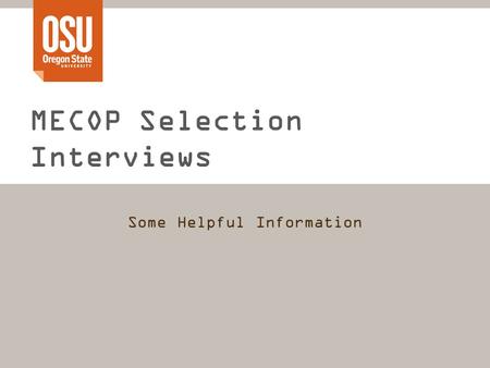 MECOP Selection Interviews