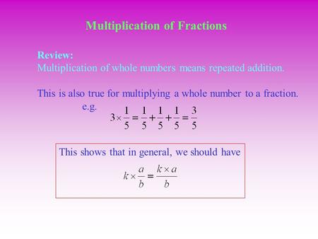 Multiplication of Fractions