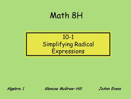 Simplifying Radical Expressions