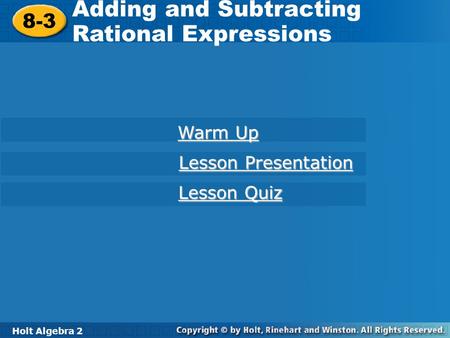 Adding and Subtracting Rational Expressions