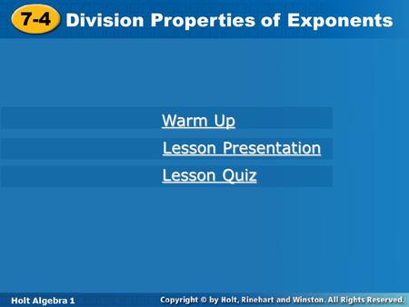 Division Properties of Exponents