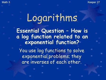 Math Keeper 27 Logarithms