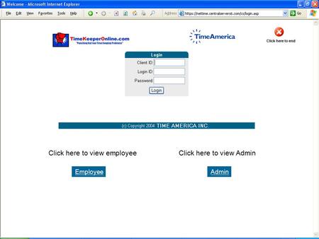 EmployeeAdmin Click here to view employeeClick here to view Admin Click here to end.