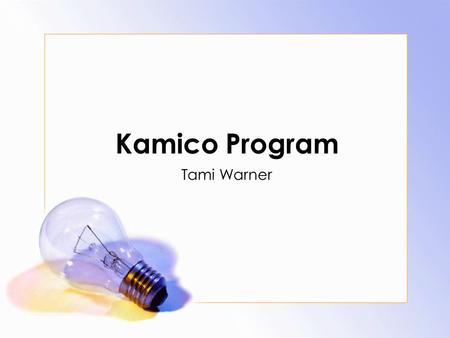 Kamico Program Tami Warner Agenda Program Overview Teacher Reasonability's Problems with Software Summarize Questions.