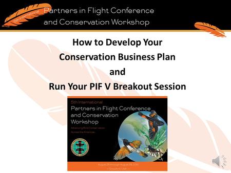 How to Develop Your Conservation Business Plan and Run Your PIF V Breakout Session.