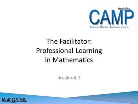 The Facilitator: Professional Learning in Mathematics Breakout 3.