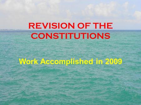 REVISION OF THE CONSTITUTIONS Work Accomplished in 2009.