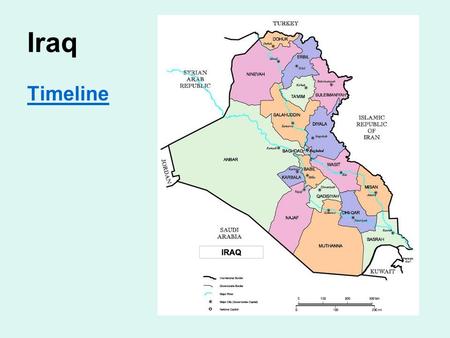 Iraq Timeline. The Bush Argument 1.Iraq has WMD: October 2002 NIEOctober 2002 NIE 2.Unfinished Business: 1998 Iraq Liberation ActIraq Liberation Act 3.Spreading.