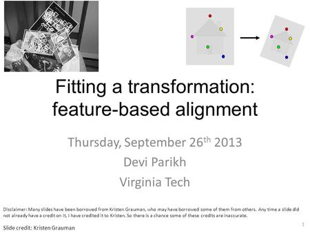 Fitting a transformation: feature-based alignment