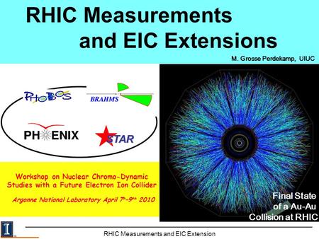 RHIC Measurements and EIC Extension Workshop on Nuclear Chromo-Dynamic Studies with a Future Electron Ion Collider Argonne National Laboratory April 7.