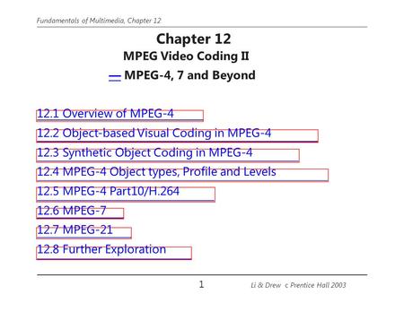 MPEG Video Coding II — MPEG-4, 7 and Beyond 12.1 Overview of MPEG-4