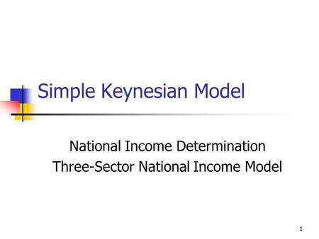 Simple Keynesian Model