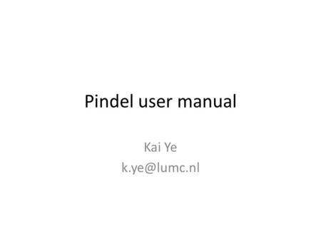 Pindel user manual Kai Ye Preparation of Pindel input Alignment BAM file generated by BWA Alignment BAM file generated by other aligners.