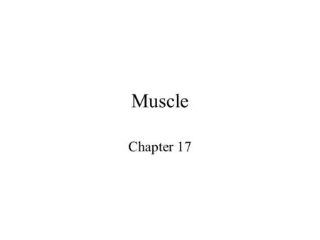 Muscle Chapter 17 Movement Locomotion –Movement of animal from one location to another Repositioning –Movement of animal appendages Internal movement.