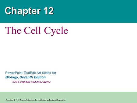 Copyright © 2005 Pearson Education, Inc. publishing as Benjamin Cummings PowerPoint TextEdit Art Slides for Biology, Seventh Edition Neil Campbell and.