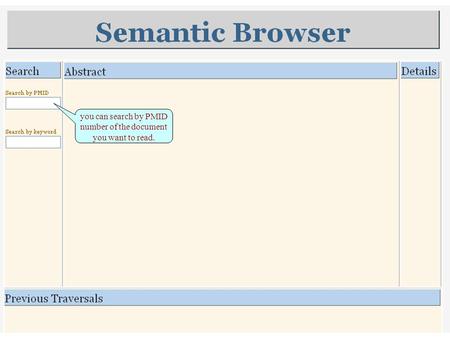 You can search by PMID number of the document you want to read.