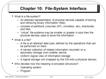 Chapter 10: File-System Interface