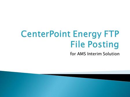 For AMS Interim Solution. This presentation is not intended to pressure any other TDSPs to pursue the same file processing timing and estimation routines.