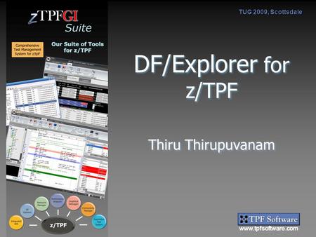 Www.tpfsoftware.com Suite TUG 2009, Scottsdale DF/Explorer for z/TPF Thiru Thirupuvanam.