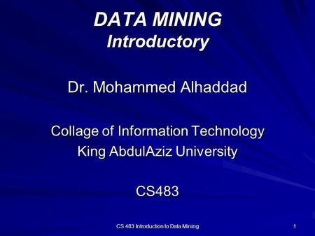 DATA MINING Introductory