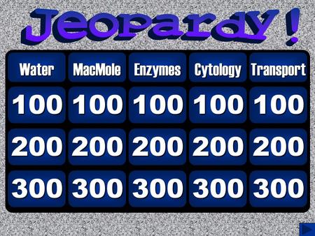 300 200 100 WaterMacMole 300 200 100 Enzymes 300 200 100 Cytology 300 200 100 Transport.