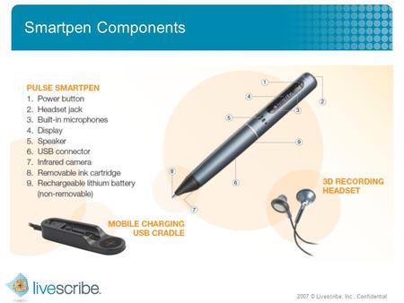 2007 © Livescribe, Inc., Confidential Smartpen Components.