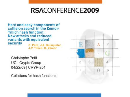 Hard and easy components of collision search in the Zémor- Tillich hash function: New attacks and reduced variants with equivalent security Christophe.