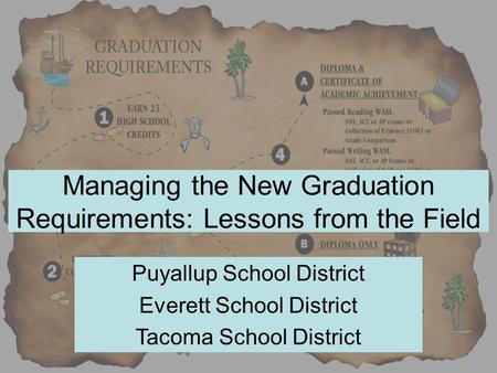 Managing the New Graduation Requirements: Lessons from the Field Puyallup School District Everett School District Tacoma School District.