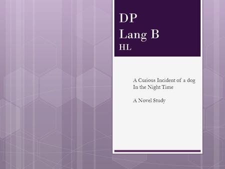 DP Lang B HL A Curious Incident of a dog In the Night Time A Novel Study.